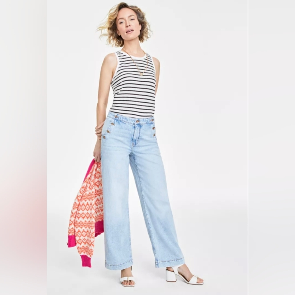 On 34th Wide Leg Sailor Jeans Size 10 Light Wash